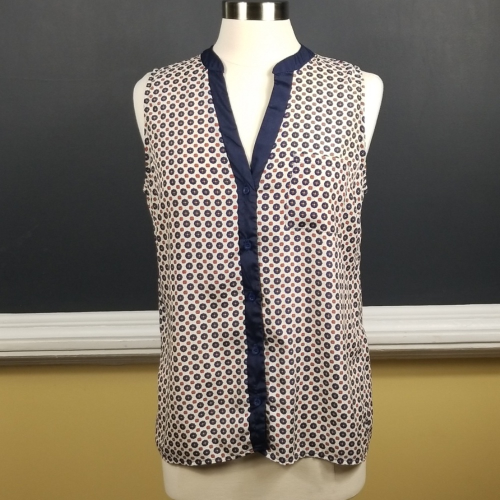 Olive & Oak sleeveless blue and orange top size M